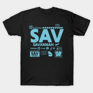 Vintage Savannah SVA Airport Code Travel Day Retro Travel Tag Georgia T-Shirt